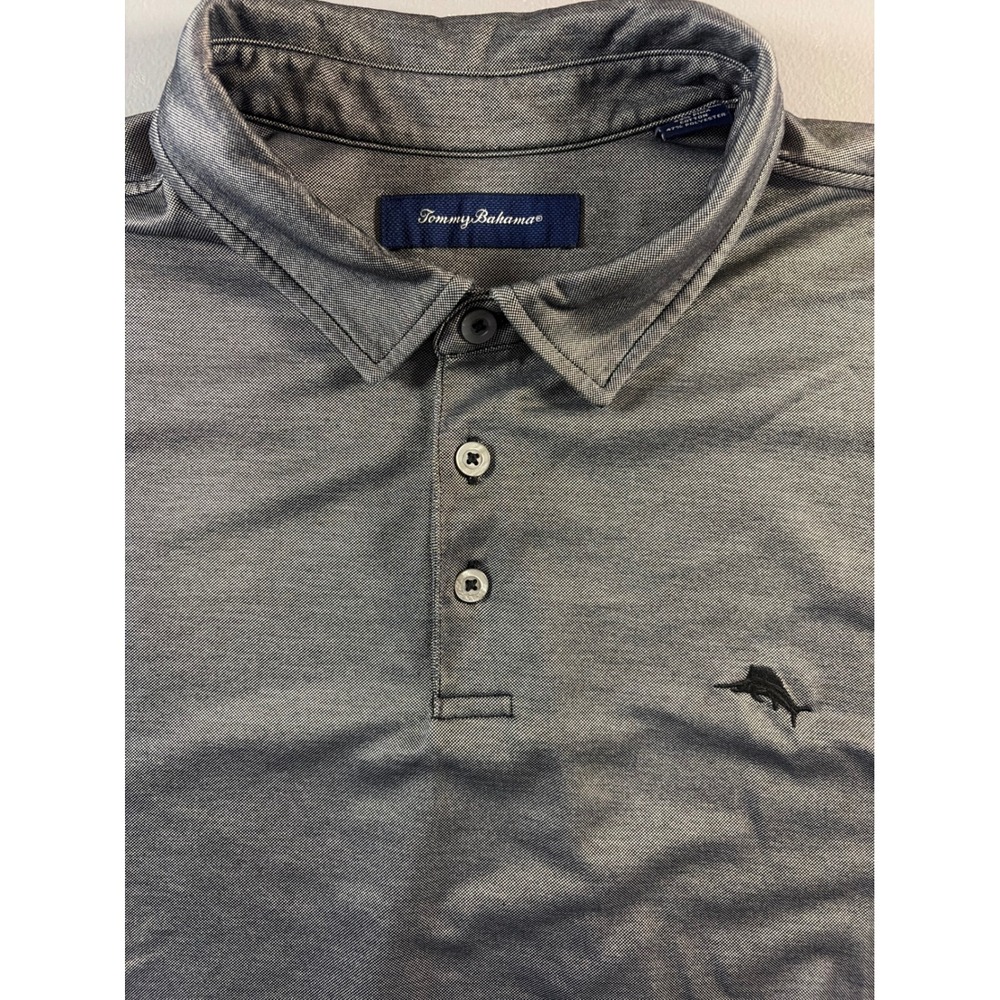 Tommy Bahama Polo Shirt Mens XXL Gray Pima Cotton Blend Short Sleeve Embroidered